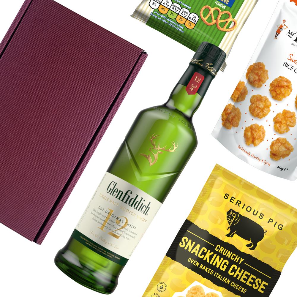 Glenfiddich 12 Year Old Whisky 70cl Nibbles Hamper